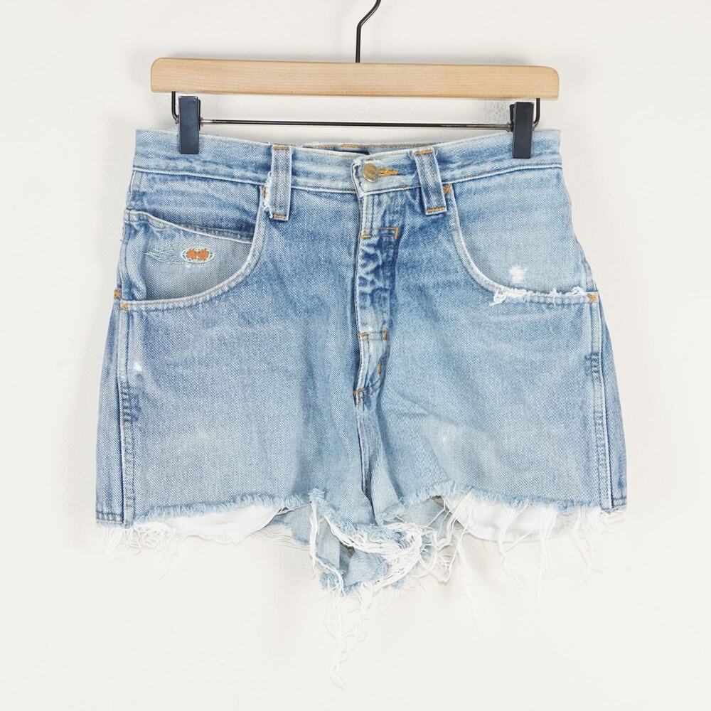 Vintage Wu Wear Light Wash Custom Cut Off Denim Shorts Sz 30